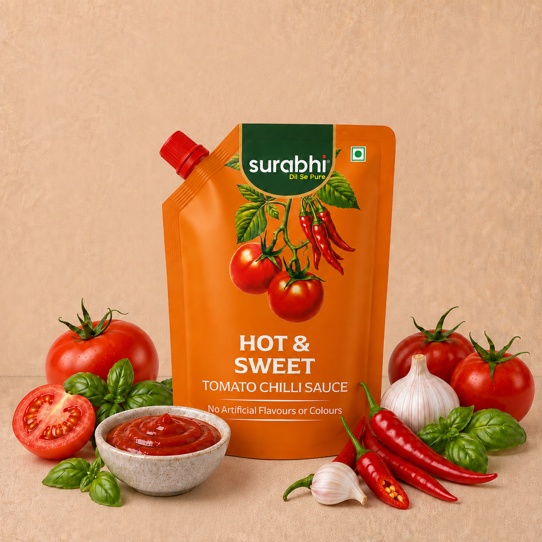 Surabhi Tomato Chilli Sauce - Hot and Sweet - 450 g