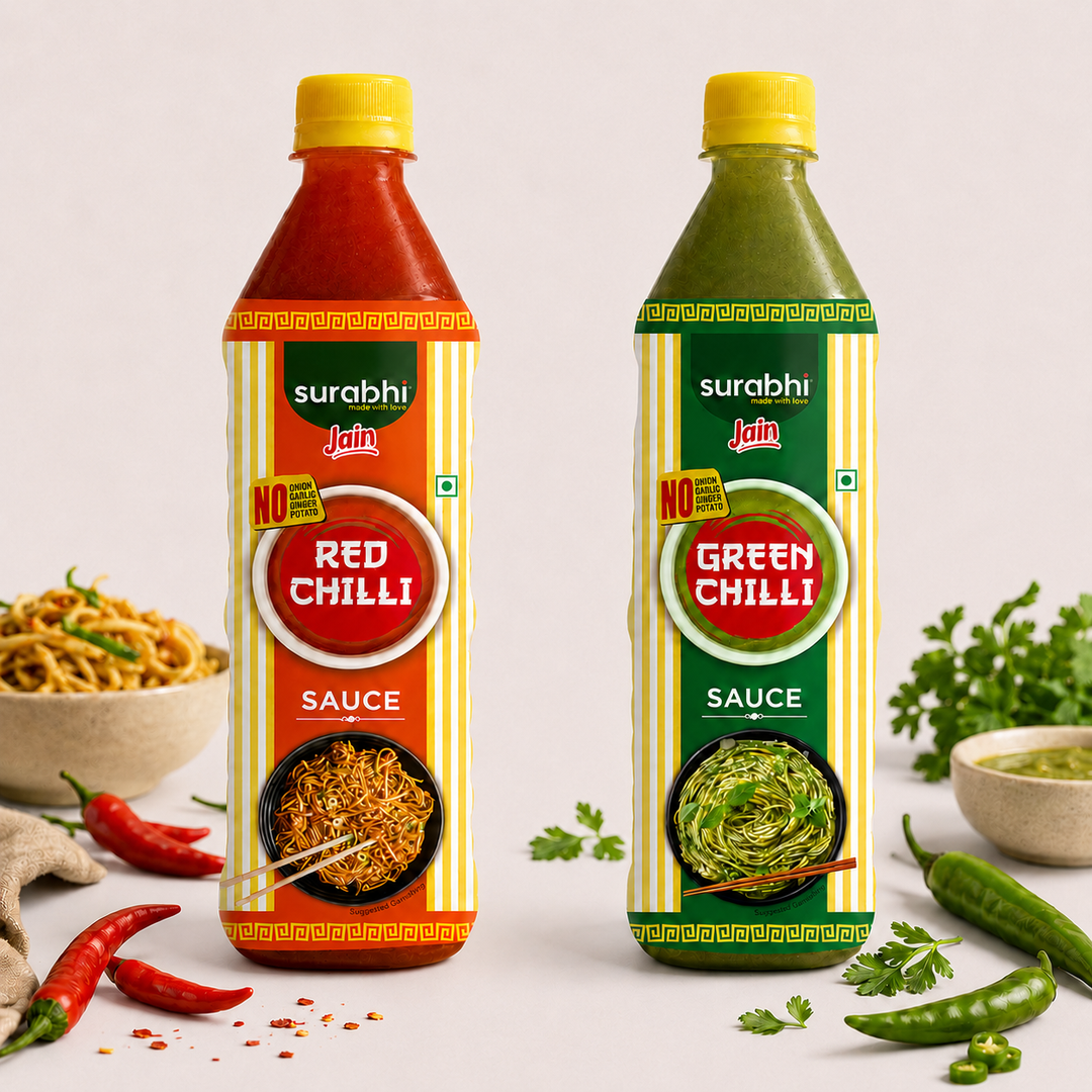 Surabhi - Jain Green Chilli Sauce 690 g and Jain Red Chilli Sauce 690 g