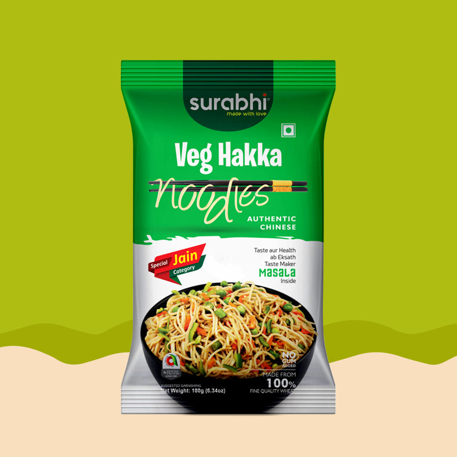Surabhi Jain Hakka noodles 180g pouch with masala seasoning